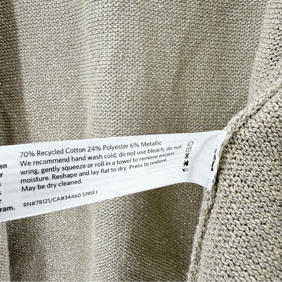 Eileen Fisher Recycled Cotton Metallic Thread Open Cardigan Sz L - Picture 10 of 12